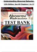 Understanding Abnormal Behavior&comma; 12th Edition&comma; Sue All Chapters 1 to 17