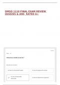 DMSO 1110 FINAL EXAM REVIEW QUIZZES & ANS  RATED A&plus;