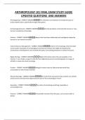 ANTHROPOLOGY 101 FINAL EXAM STUDY GUIDE UPDATED QUESTIONS AND ANSWERS