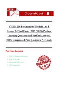 CHEM 210 Biochemistry Module 1 to 8 Exams' & Final Exam &lpar;2025 &sol; 2026&rpar; Portage Learning Questions and Verified Answers&comma; 100&percnt; Guaranteed Pass &vert;&vert;Complete A&plus; Guide