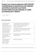 Oregon Core Manual Addendum 2025 UPDATE&vert; COMPREHENSIVE QUESTIONS AND VERIFIED ANSWERS &lpar;COMPLETE SOLUTIONS&rpar; GUARANTEED SUCCESS &vert;GRADE A&plus;&excl;&excl; &lpar;100&percnt; ACCURATE&rpar; GET IT RIGHT&excl;&excl;