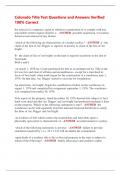 Colorado Title Test Questions and Answers Verified  100&percnt; Correct