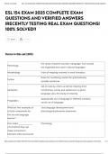 ESL 154 EXAM 2025 COMPLETE EXAM QUESTIONS AND VERIFIED ANSWERS &vert;RECENTLY TESTING REAL EXAM QUESTIONS&vert; 100&percnt; SOLVED&excl;&excl;
