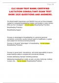 CLC EXAM TEST BANK&vert; CERTIFIED  LACTATION CONSULTANT EXAM TEST  BANK 2025 QUESTIONS AND ANSWERS&period;