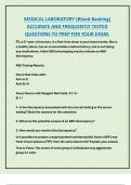 Medical Laboratory &lpar;Blood Banking&rpar; &ndash; Accurate and Frequently Tested Questions to Prep for Your Exam