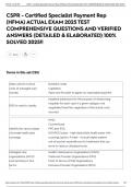 CSPR - Certified Specialist Payment Rep &lpar;HFMA&rpar; ACTUAL EXAM 2025 TEST COMPREHENSIVE QUESTIONS AND VERIFIED ANSWERS &lpar;DETAILED & ELABORATED&rpar; 100&percnt; SOLVED 2025&excl;&excl;