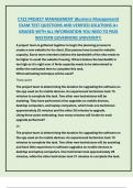 C722 Project Management &lpar;Business Management&rpar; &ndash; Exam Test Questions and A&plus; Verified Solutions with Complete Pass Guide &vert; Western Governors University