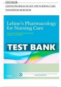 TEST BANK FOR LEHNES PHARMACOLOGY FOR NURSING CARE 9TH EDITION BY BURCHUM LATEST UPDATE