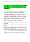 US HEALTH CARE SYSTEMS PRACTICE TEST QUESTIONS AND ANSWERS ALL CORRECT  