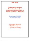 Test Bank for Understanding Deviance&comma; Connecting Classical and Contemporary Perspectives&comma; 1st Edition by Anderson &lpar;All Chapters included&rpar;