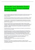 US Health Care Systems Exam 1 Questions and Correct Answers Already Passed 