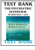 TEST  BANK FOR THE PSYCHIATRIC INTERVIEW 4th Edition Daniel J&period; Carlat LATEST UPDATE