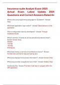 Insurance suite Analyst Exam 2025   Actual Exam Latest Update 2025  Questions and Correct Answers Rated A&plus;