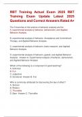 RBT Training Actual Exam 2025 RBT  Training Exam Update Latest 2025  Questions and Correct Answers Rated A&plus; 