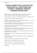 TEXAS COSMETOLOGY INSTRUCTOR  EXAM 2025 ALL QUESTIONS AND  CORRECT ANSWERS VERIFIED  ANSWERS BRAND NEW