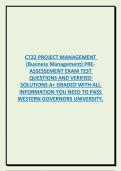 C722 Project Management &lpar;Business Management&rpar; &ndash; Pre-Assessment Exam Test Questions and A&plus; Verified Solutions &vert; Complete Pass Guide for Western Governors University