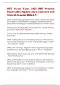 RBT Actual Exam 2025 RBT Practice  Exam Latest Update 2025 Questions and  Correct Answers Rated A&plus; 
