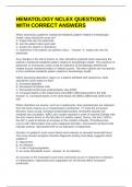 HEMATOLOGY NCLEX QUESTIONS WITH CORRECT ANSWERS