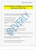 AP World History Multiple Choice Questions And Answers 100&percnt; Pass