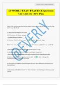 AP WORLD EXAM PRACTICE Questions And Answers 100&percnt; Pass