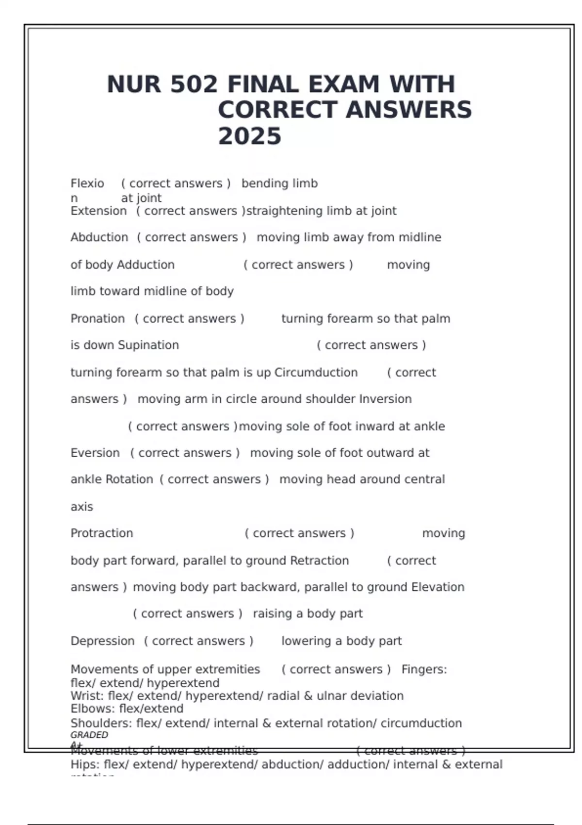 NUR 502 FINAL EXAM WITH CORRECT ANSWERS 2025 - NUR 502 FIN - Stuvia US