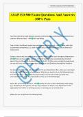 ASAP ED 500 Exam Questions And Answers 100&percnt; Pass