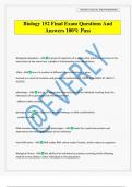 Biology 152 Final Exam Questions And Answers 100&percnt; Pass