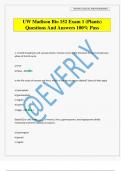 UW Madison Bio 152 Exam 1 &lpar;Plants&rpar; Questions And Answers 100&percnt; Pass