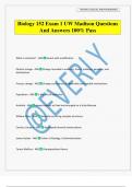 Biology 152 Exam 1 UW Madison Questions And Answers 100&percnt; Pass