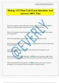 Biology 152 Plant Unit Exam Questions And Answers 100&percnt; Pass