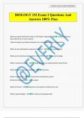 BIOLOGY 152 Exam 1 Questions And Answers 100&percnt; Pass