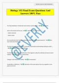 Biology 152 Final Exam Questions And Answers 100&percnt; Pass