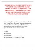 HESI PHARMACOLOGY NIGHTINGALE  COLLEGE EXAM 2025&sol;2026 BANK   NCLEX NGN STYLE QUESTIONS AND  100&percnt; CORRECT ANSWERS AND STUDY  GUIDE &vert;EXPERT VERIFIED &vert;LATEST  UPDATE &sol;A&plus; GRADE ASSURED