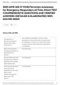 2025 AWR-160-W WMD&sol;Terrorism Awareness for Emergency Responders ACTUAL EXAM TEST COMPREHENSIVE QUESTIONS AND VERIFIED ANSWERS &lpar;DETAILED & ELABORATED&rpar; 100&percnt; SOLVED 2025&excl;&excl;