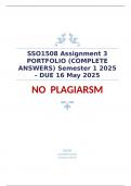 SSO1508 Assignment 3 PORTFOLIO (COMPLETE ANSWERS) Semester 1 2025 - DUE 16 May 2025