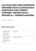 FAE EXAM 2025 &lpar;FIRE APPARATUS ENGINEER EXAM&rpar; ILLINOIS EXAM QUESTIONS AND CORRECT ANSWERS &vert; NEWEST EXAM &vert; GRADED A&plus; &vert; VERIFIED ANSWERS