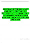 TEST BANK FOR PRIMARY  CARE 6TH EDITION BY  BUTTARO WITH CHAPTER 1- 228 WITH VERIFIED AND  CORRECT QUESTIONS AND  ANSWERS