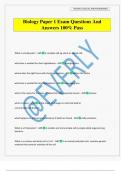 Biology Paper 1 Exam Questions And Answers 100&percnt; Pass