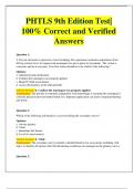 PHTLS 9th Edition Test&vert; 100&percnt; Correct and Verified Answers