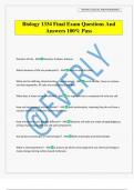 Biology 1334 Final Exam Questions And Answers 100&percnt; Pass