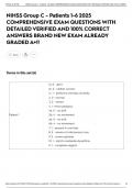 NIHSS Group C - Patients 1-6 2025 COMPREHENSIVE EXAM QUESTIONS WITH DETAILED VERIFIED AND 100&percnt; CORRECT ANSWERS BRAND NEW EXAM ALREADY GRADED A&plus;&excl;&excl;