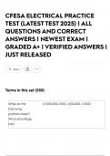 CFESA ELECTRICAL PRACTICE TEST &lpar;LATEST TEST 2025&rpar; &vert; ALL QUESTIONS AND CORRECT ANSWERS &vert; NEWEST EXAM &vert; GRADED A&plus; &vert; VERIFIED ANSWERS &vert; JUST RELEASED