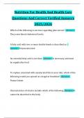 Nutrition For Health And Health Care Questions And Correct Verified Answers 2025&sol;2026