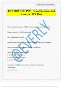 BIOLOGY 155 FINAL Exam Questions And Answers 100&percnt; Pass