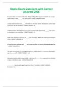 Septic Exam Questions with Correct Answers 2025
