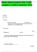 Home Improvement Test I with complete verified solutions 2025&period;