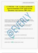 CA PSI Site - Life&comma; Accident and Health Agent Examination &lpar;Life Agent&rpar; Exam Questions And Answers 100&percnt; Pass