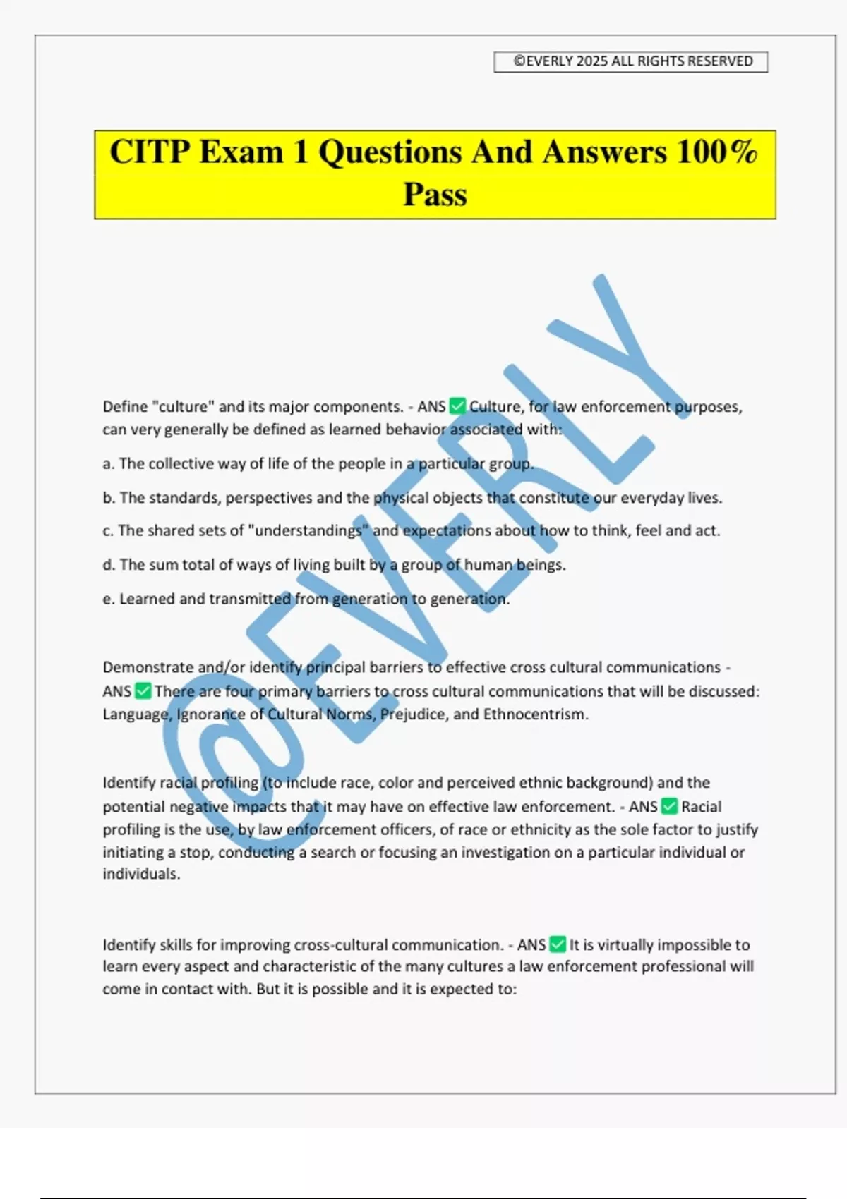 CITP Exam 1 Questions And Answers 100% Pass - CITP - Stuvia US