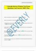 Colorado Drivers Written Test Exam Questions And Answers 100&percnt; Pass