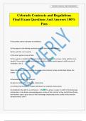 Colorado Contracts and Regulations Final Exam Questions And Answers 100&percnt; Pass